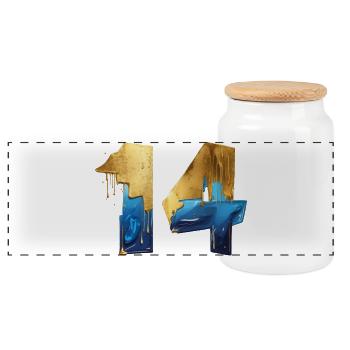 NO. 14 NUMBER 14 COOL 14TH BIRTHDAY - Panoramic Cookie Jar with Wooden Lid - white - Front
