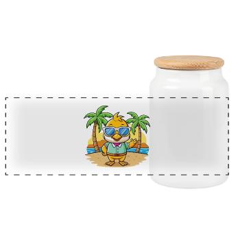 Ente Lustige Cartoon Sommer Strand Sonnenbrille - Panorama Keksdose mit Holzdeckel - Weiß - Vorne