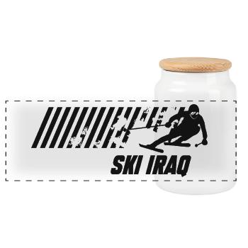 Ski Iraq - Panoramic Cookie Jar with Wooden Lid - white - Front