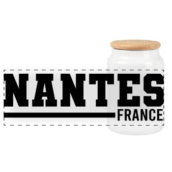 Nantes | Frankreich - Panorama Keksdose mit Holzdeckel - Weiß - Vorne