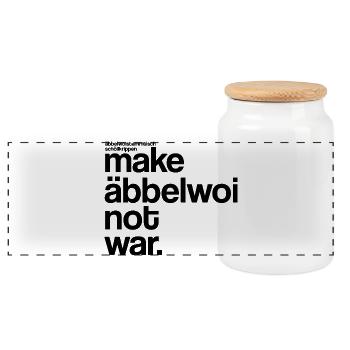 make äbbelwoi not war - Panorama Keksdose mit Holzdeckel - Weiß - Vorne