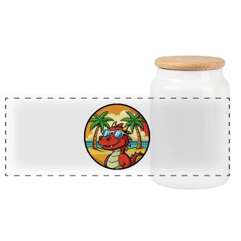 Dragon Funny Cartoon Lunettes de soleil de plage d’été cool - Boîte à biscuits avec couvercle en bois - blanc - Devant