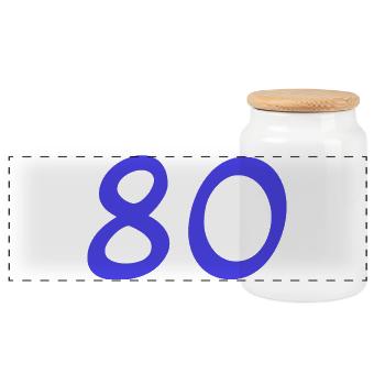 80. 80 JAHRE. 80-JÄHRIGES JUBILÄUM. 80. GEBURTSTAG. - Panorama Keksdose mit Holzdeckel - Weiß - Vorne
