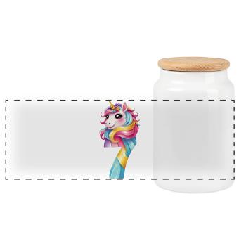 7E ANNIVERSAIRE LICORNE - Boîte à biscuits avec couvercle en bois - blanc - Devant