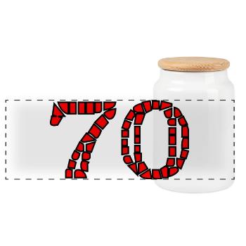 70. 70 ANS. 70e ANNIVERSAIRE. ANNIVERSAIRE 70 ANS. - Boîte à biscuits avec couvercle en bois - blanc - Devant