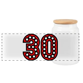 30. 30 YEARS. 30th ANNIVERSARY. 30 YEARS ANNIVERSARY. - Panoramic Cookie Jar with Wooden Lid - white - Front
