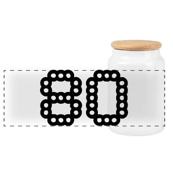 80. 80 ANS. 80e ANNIVERSAIRE. ANNIVERSAIRE 80 ANS. - Boîte à biscuits avec couvercle en bois - blanc - Devant
