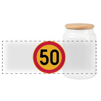 50 Limit / Tempolimit - Panorama Keksdose mit Holzdeckel - Weiß - Vorne