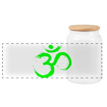 Om Design Symbol Meditation Befreiung Limone Grün - Panorama Keksdose mit Holzdeckel - Weiß - Vorne