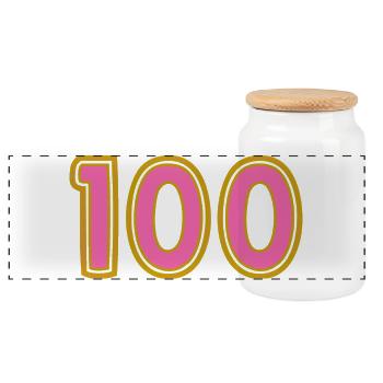 100. 100 YEARS. 100th ANNIVERSARY. 100 BIRTHDAY - Panoramic Cookie Jar with Wooden Lid - white - Front