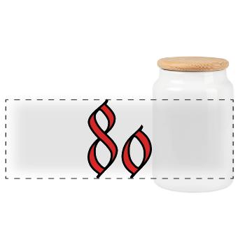 80 - Panoramic Cookie Jar with Wooden Lid - white - Front