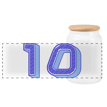 10. 10 ANS. 10e ANNIVERSAIRE. ANNIVERSAIRE 10 ANS. - Boîte à biscuits avec couvercle en bois - blanc - Devant