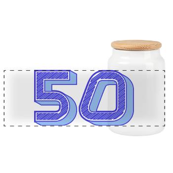 50. 50 ANS. 50e ANNIVERSAIRE. ANNIVERSAIRE 50 ANS. - Boîte à biscuits avec couvercle en bois - blanc - Devant