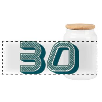 30. 30 ANS. 30e ANNIVERSAIRE. ANNIVERSAIRE 30 ANS. - Boîte à biscuits avec couvercle en bois - blanc - Devant