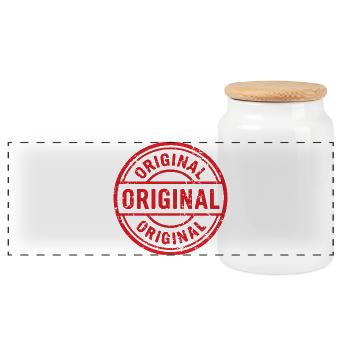 Conception originale du badge en caoutchouc Grunge - Boîte à biscuits avec couvercle en bois - blanc - Devant
