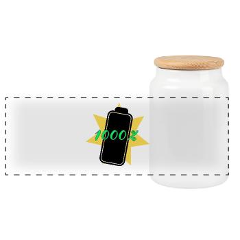1000% Energie - Panorama Keksdose mit Holzdeckel - Weiß - Vorne
