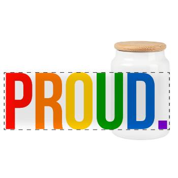 PROUD. - Schlicht und Aussagekräftig - Panorama Keksdose mit Holzdeckel - Weiß - Vorne