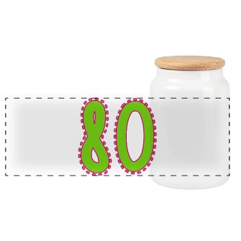 80. 80 ANS. 80e ANNIVERSAIRE. ANNIVERSAIRE 80 ANS. - Boîte à biscuits avec couvercle en bois - blanc - Devant