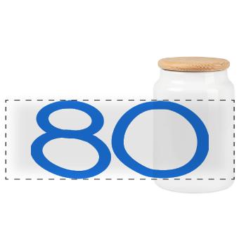 80. 80 JAHRE. 80-JÄHRIGES JUBILÄUM. 80. GEBURTSTAG. - Panorama Keksdose mit Holzdeckel - Weiß - Vorne