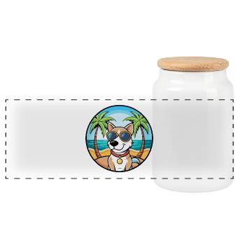 Ariege Pointer Hund Rasse Cartoon Sonnenbrille Strand - Panorama Keksdose mit Holzdeckel - Weiß - Vorne