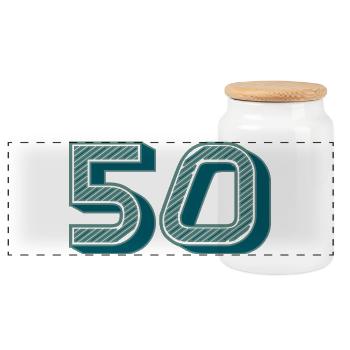 50. 50 YEARS. 50th ANNIVERSARY. 50TH ANNIVERSARY. - Panoramic Cookie Jar with Wooden Lid - white - Front