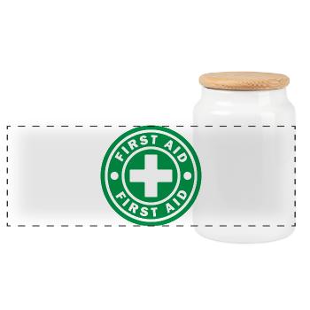 First Aid Medical Cross Sicherheitssymbol Vektor-Symbol - Panorama Keksdose mit Holzdeckel - Weiß - Vorne