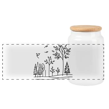 Pure Nature - Panoramic Cookie Jar with Wooden Lid - white - Front