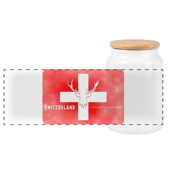 Schweizer Fahne Switzerland Wildlife - Panorama Keksdose mit Holzdeckel - Weiß - Vorne