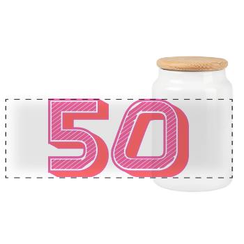 50. 50 YEARS. 50th ANNIVERSARY. 50TH ANNIVERSARY. - Panoramic Cookie Jar with Wooden Lid - white - Front