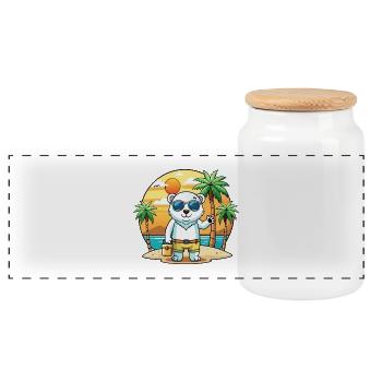Lunettes de soleil de plage d’été de dessin animé drôle drôle d’ours polaire - Boîte à biscuits avec couvercle en bois - blanc - Devant