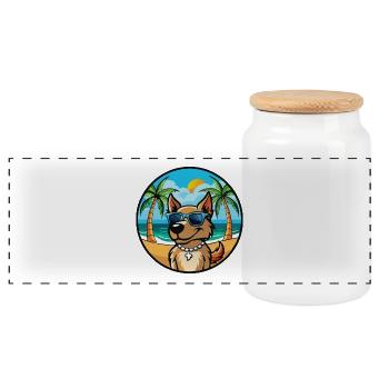 Magyar Agar Hunderasse Cartoon Sonnenbrille Strand - Panorama Keksdose mit Holzdeckel - Weiß - Vorne