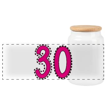 30. 30 YEARS. 30th ANNIVERSARY. 30 YEARS ANNIVERSARY. - Panoramic Cookie Jar with Wooden Lid - white - Front