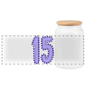 15. 15 ANS. 15e ANNIVERSAIRE. ANNIVERSAIRE 15 ANS. - Boîte à biscuits avec couvercle en bois - blanc - Devant