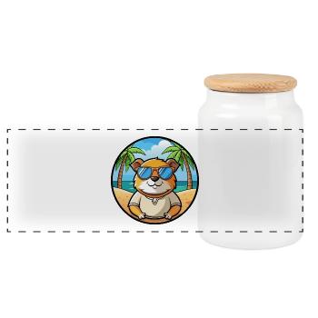 Cochon d’Inde Drôle Dessin Animé Plage Été Lunettes de soleil - Boîte à biscuits avec couvercle en bois - blanc - Devant