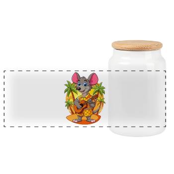 Drôle de Rat Lunettes de soleil de plage d’été hawaïen - Boîte à biscuits avec couvercle en bois - blanc - Devant