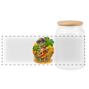 Drôle Serpent Dessin Animé Plage D’été Lunettes De Soleil Guitare - Boîte à biscuits avec couvercle en bois - blanc - Devant
