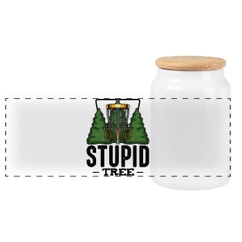 Stupid Tree Discgolf Spruch Frisbee Geschenk - Panorama Keksdose mit Holzdeckel - Weiß - Vorne