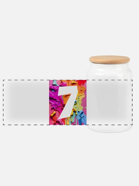 NR. 7 NUMMER 7 BUNT 7. GEBURTSTAG - Panorama Keksdose mit Holzdeckel - Weiß