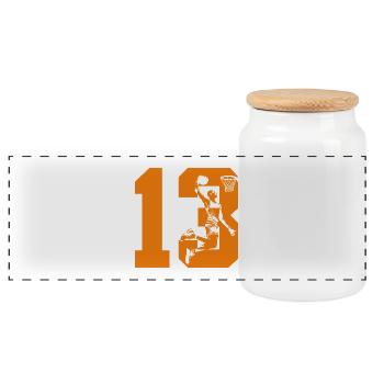NUMBER 13 BASKETBALL 13TH BIRTHDAY - Panoramic Cookie Jar with Wooden Lid - white - Front