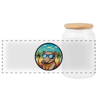 Tapir Lustige Cartoon Sommer Strand Sonnenbrille Cool - Panorama Keksdose mit Holzdeckel - Weiß - Vorne