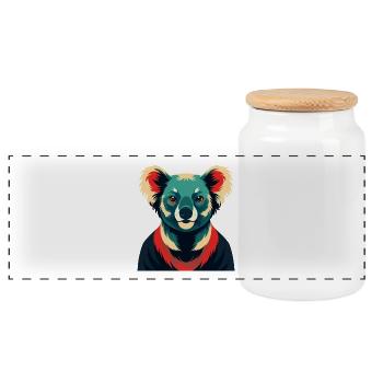 Koala Cartoon Figur Buntes Haustier Tier - Panorama Keksdose mit Holzdeckel - Weiß - Vorne