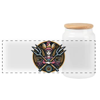 Fille du village logo - Boîte à biscuits avec couvercle en bois - blanc - Devant