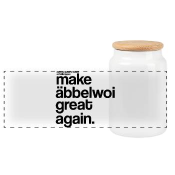 make äbbelwoi great again - Panorama Keksdose mit Holzdeckel - Weiß - Vorne