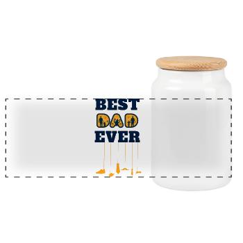 best dad ever - Panorama Keksdose mit Holzdeckel - Weiß - Vorne