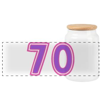 70. 70 YEARS. 70TH ANNIVERSARY. 70TH ANNIVERSARY. - Panoramic Cookie Jar with Wooden Lid - white - Front