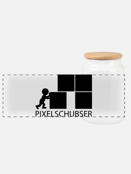 Pixelschubser und stolz darauf! - Panorama Keksdose mit Holzdeckel - Weiß