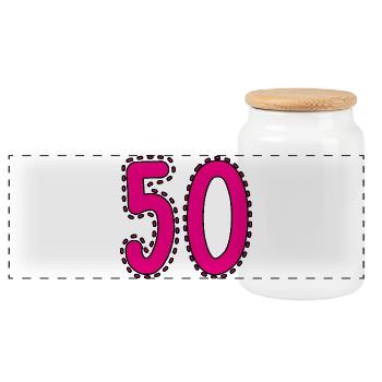 50. 50 ANS. 50e ANNIVERSAIRE. ANNIVERSAIRE 50 ANS. - Boîte à biscuits avec couvercle en bois - blanc - Devant