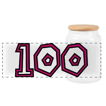 100. 100 JAHRE. 100-JÄHRIGES JUBILÄUM. GEBURTSTAG 1001 - Panorama Keksdose mit Holzdeckel - Weiß - Vorne
