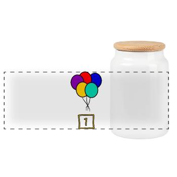 1. 1 Jahr. 1. JUBILÄUM. 1-JÄHRIGES JUBILÄUM - Panorama Keksdose mit Holzdeckel - Weiß - Vorne