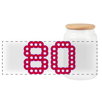 80. 80 ANS. 80e ANNIVERSAIRE. ANNIVERSAIRE 80 ANS. - Boîte à biscuits avec couvercle en bois - blanc - Devant